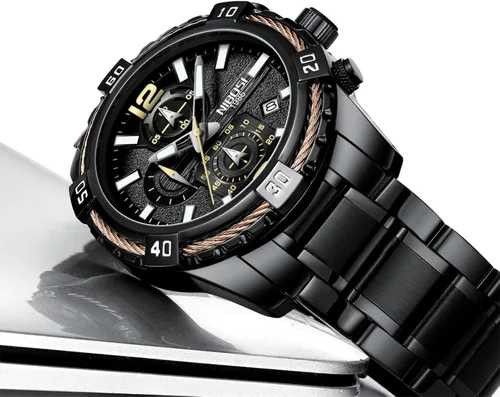 Vista 4 de NIBOSI Men's Watch Analog Quartz Military Watch for Men Business Chronograph Sport Waterproof Stainless Steel Wrist Watch Calendar