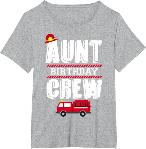 Vista 70 de Aunt Birthday Crew Fire Truck Fireman - Camiseta para fiesta de acogida, Negro, S