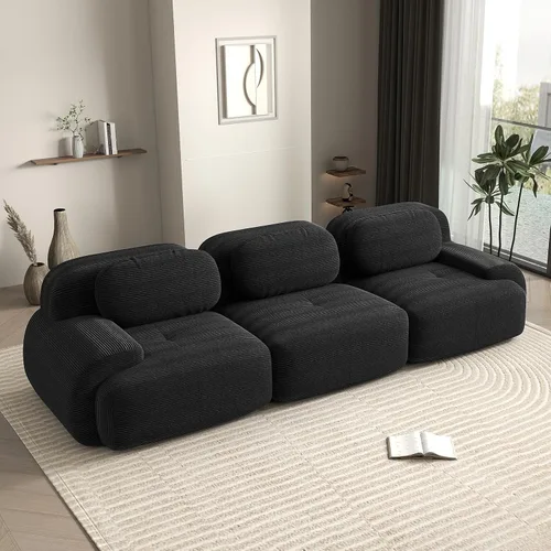 Vista 89 de Sofá biplaza moderno de 80 pulgadas para sala de estar, sofá de pana en forma de nube con asiento profundo, sofá modular negro, sofás de dos plazas