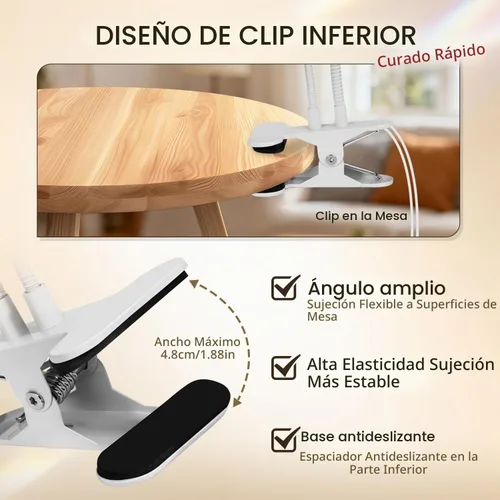 Vista 4 de AORAEM Lámpara de uñas LED UV, lámpara de uñas de doble cabeza para uñas de Blanco