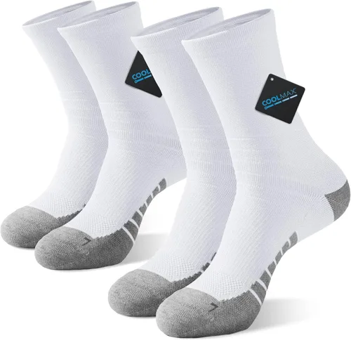 Vista 7 de AKASO 2 Pairs Ultralight Running Socks, Crew Coolmax Cotton Athletic Sport Quarter Hiking & Running Socks for Men & Women Gris
