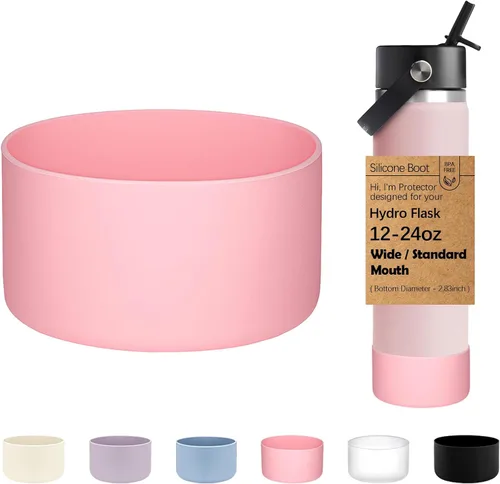 Vista 19 de WK IEASON Base protectora de silicona para botellas Hydro Flask de 12 a 24 onzas de ancho y boca estándar, funda antideslizante para accesorios de 2