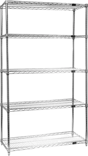 Vista 80 de Quantum Storage Systems kit para principiantes para unidad de librero de 4 niveles, de 54 pulgadas de alto, en alambre, con acabado en cromado