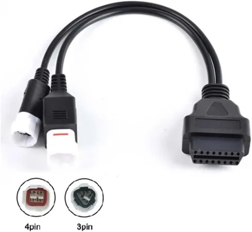 Vista 3 de 3Pin 4Pin OBD2 Diagnostic Adapter Compatible With Motorcycles Compatible With 3 Pin And 4 Pin Connectors Model Number OBD2-Adapter(3 PIN)