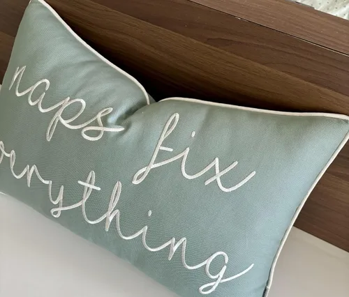 Vista 4 de EURASIA DECOR Naps Fix Everything - Funda de almohada lumbar decorativa bordada para énfasis - Sala de estar, sofá, silla, patio, coche, balcón