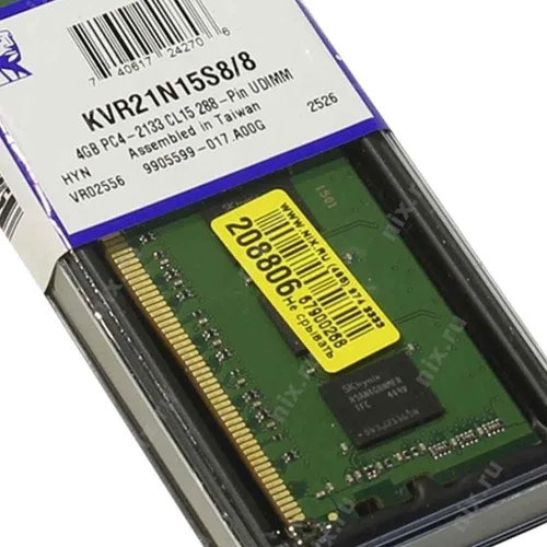 Vista 3 de Kingston ValueRAM 8GB 2133MHz DDR4 No ECC CL15 DIMM 1Rx8 Memoria de escritorio (KVR21N15S8/8)