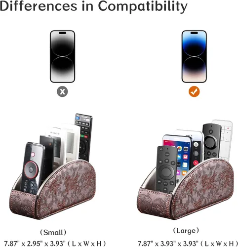 Vista 3 de Soporte de control remoto 5 compartimentos, piel sintética