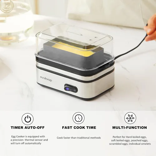 Vista 4 de Evoloop Rapid Egg Cooker eléctrico 6 huevos con hervidores eléctricos Evoloop 1.7L