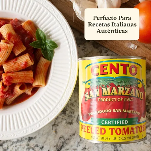 Vista 6 de Cento Tomates de ciruela entera pelada certificada San Marzano, 28 onzas, paquete de 6, 168 onzas