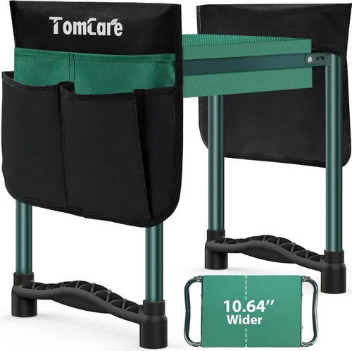 Vista 12 de TomCare Rodillero y asiento de jardín de 11.14 pulgadas más ancho, más grande, suave, con 2 bolsas de herramientas grandes, taburete de jardín
