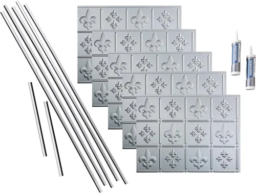 Vista 10 de FASÄDE Fleur de Lis - Kit decorativo de vinilo para salpicaduras de 15 pies cuadrados, color blanco brillante