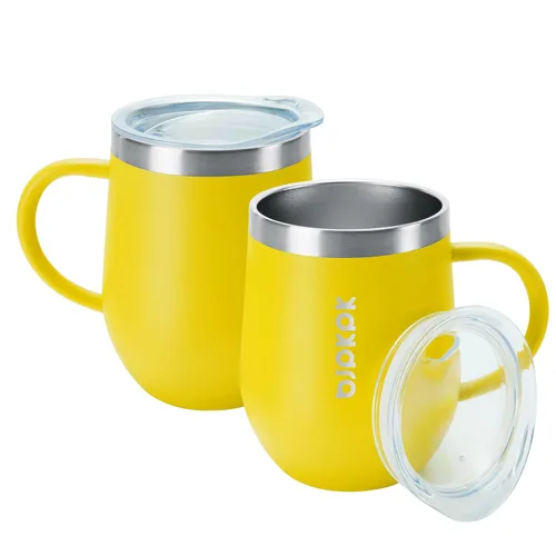 Vista 9 de BJPKPK 2 tazas de café aisladas, vaso aislado de 14 onzas con tapa, tazas de café de acero inoxidable con tapa a prueba de salpicaduras, color negro