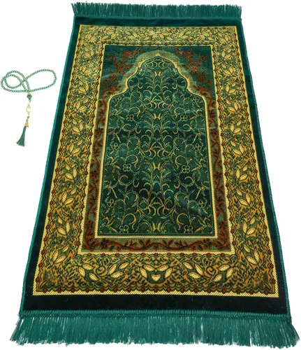 Vista 28 de Alfombra de oración – Alfombra turca Janamaz Sajada de felpa suave para hombres y mujeres, alfombrilla de oración lisa y sólida, regalo de Ramadán