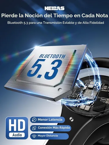 Vista 8 de HEIBAS Auriculares Bluetooth, Auriculares inalámbricos Bluetooth con estuche de carga de 500mAh, tiempo de conversación de 72 horas, micrófono Negro