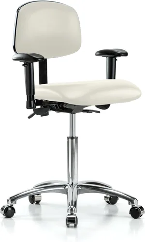 Vista 87 de PERCH - Silla giratoria con ruedas para alfombra o linóleo, cromado, Textil, Tela negra