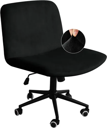 Vista 10 de NICEEC Funda para silla cruzada sin brazos, para oficina, dormitorio, escritorio, tocador, computadora, respaldo medio, asiento ancho sin protector