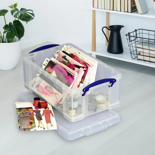 Vista 4 de Really Useful Box - Contenedores de almacenamiento de plástico apilables de 9 litros con tapa de cierre y asas con clip incorporado