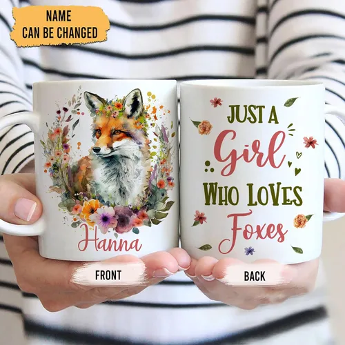 Vista 2 de Hyturtle Taza de zorro personalizada para niñas y mujeres, regalos de cumpleaños para amantes de los zorros, regalos de zorro para mujeres, regalos