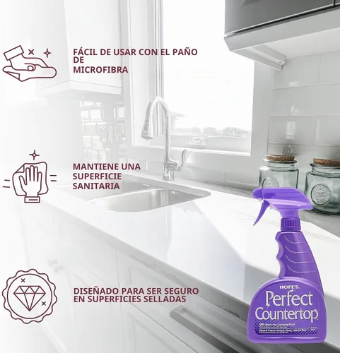 Vista 6 de HOPE'S Perfect - Limpiador y pulidor de encimeras – Spray de limpieza multisuperficie sin rayas – Spray de cocina para granito, cuarzo, mármol