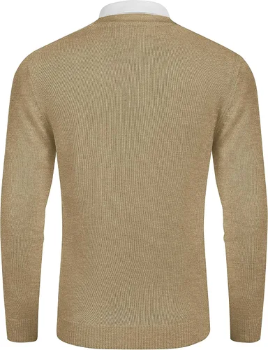 Vista 9 de COOFANDY Suéter de punto con cuello en V para hombre, casual, ligero, con botones