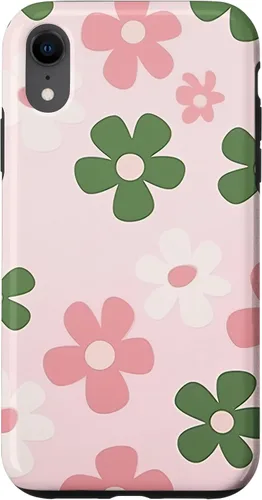 Vista 23 de Funda con diseño floral de margaritas verde salvia y rosa para iPhone 11