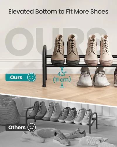 Vista 6 de SONGMICS Zapatero expandible, estante de zapatos de 1 nivel, organizador de zapatos ajustable para 10 pares de zapatos, zapatero de pie libre