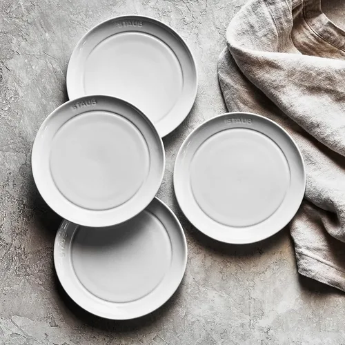 Vista 2 de STAUB Vajilla de cerámica Juego de platos de aperitivo de 4 piezas de 6 pulgadas - Blanco