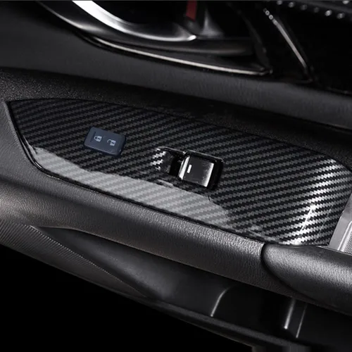 Vista 2 de ruihe 4 piezas de fibra de carbono de color de ventana de puerta de automóvil panel de control ajuste para Mazda CX-5 CX5 2017 2018 2019 2020 2021