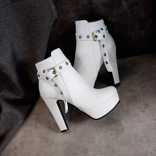 Vista 18 de Scaoruki Zapatos de otoño de moda para mujer, botines de tacón de bloque