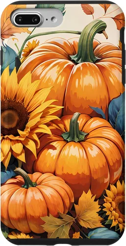 Vista 9 de iPhone 14 Bonito arte de otoño, calabazas, girasoles y hojas de otoño
