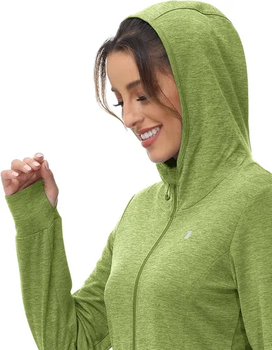 Vista 18 de TBMPOY Chaquetas con capucha y protección solar UPF 50+ para mujer, ligeras, de manga larga, para senderismo, exteriores, con cremallera completa