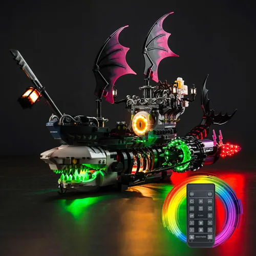 Vista 6 de BrickBling Kit de luz LED compatible con Lego DREAMZzz Nightmare Shark Ship, luz creativa compatible con Lego 71469, no incluye