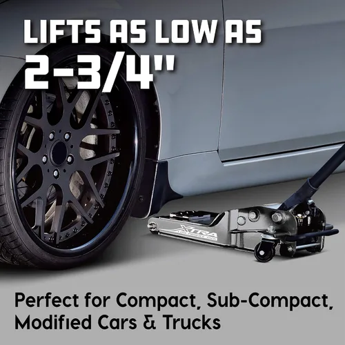 Vista 4 de Powerbuilt Xtra Gato de Suelo de Perfil Bajo para Vehículos con Barra de Seguridad, Gato Extra Bajo para Automóvil - Capacidad de Carga de 2