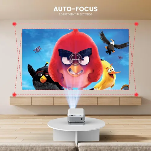 Vista 4 de 【Compatible con Netflix y Native 1080P】Mini proyector con WiFi y Bluetooth, proyector portátil 350ANSI, enfoque automático y Keystone, proyector