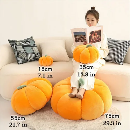 Vista 4 de AZCHEN Almohada decorativa de calabaza, cojín decorativo para sofá cama, muebles de patio (7.1 in, marrón)