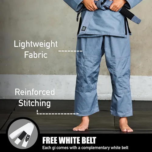 Vista 3 de Elite Sports Kids BJJ GI - Kimono brasileño Jiujitsu Gi con tela preencogida y cinturón, para niños y jóvenes, aprobado por la IBJJF