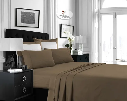 Vista 6 de Tribeca Living Juego de sábanas de microfibra cepillada de 3.33 oz/m², bolsillo extra profundo para colchones de hasta 21 pulgadas, enfriamiento