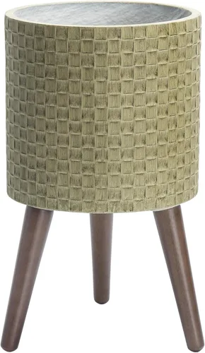 Vista 35 de D'vine Dev Maceta Elegante con Patrón de Azulejos Geométricos Modernos de 12 Pulgadas con Soporte, Portamacetas Decorativo para Interiores