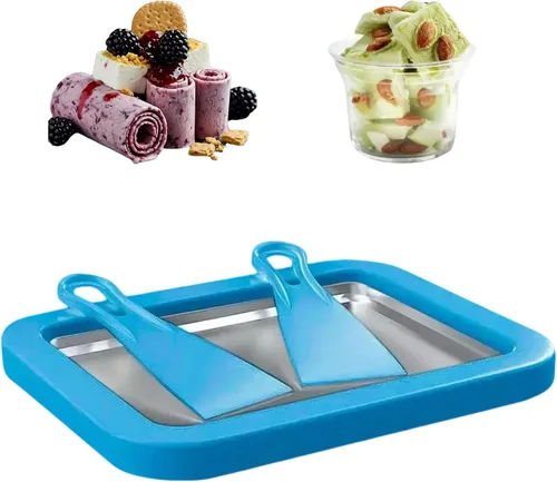 Vista 10 de Máquina para hacer helados enrollados, sartén para puntos dulces, plato frío instantáneo, ideal para hacer helado enrollado, suave para servir