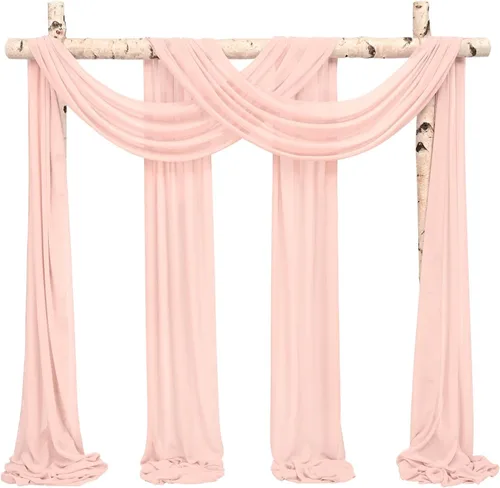 Vista 54 de Tela para Cubrir Arco de Boda, 4 Paneles 71 cm x 6,1 m Telas para Arco de Boda Azul Bebé para Ceremonia, Telas de Gasa para Decoración de Arco