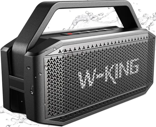 Vista 11 de Altavoz Bluetooth portátil de 100 W (pico) fuerte con graves profundos, altavoces impermeables W-KING IPX6 Bluetooth inalámbrico, radiador pasivo
