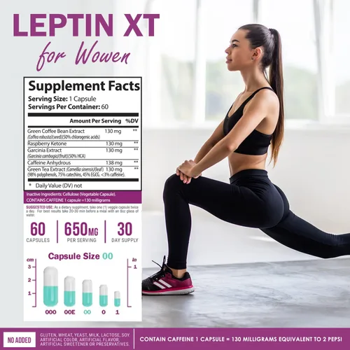 Vista 6 de NatureGenX LeptinXT for Women – Weight Management with Green Coffee Bean, Garcinia & Green Tea Extract – Gluten-Free, Non-GMO, Vegan – 60 Capsules