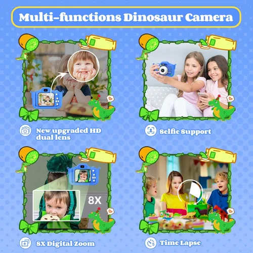 Vista 3 de Cámara para niños de 3 a 8 años para niñas y niños, cámara de 48MP con doble lente 1080P para niños pequeños, videocámara digital para niños