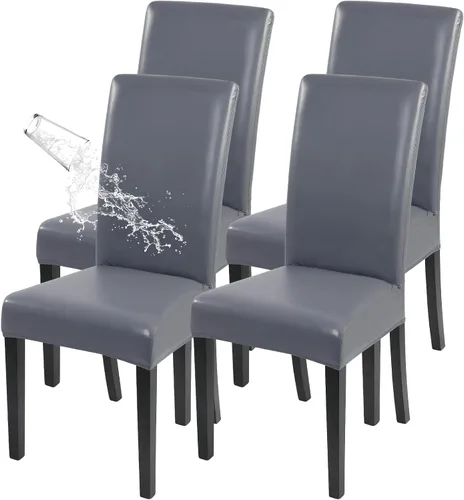Vista 23 de SearchI Juego de 4 fundas impermeables para sillas de comedor, fundas elásticas para sillas Parsons extraíbles, lavables, fundas protectoras