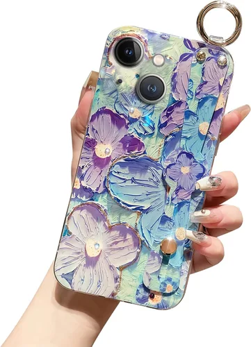 Vista 14 de Funda compatible con iPhone 11, bonito soporte para correa, margarita floral Soporte de muñequera, diseño estético suave, asa de dedo ajustable