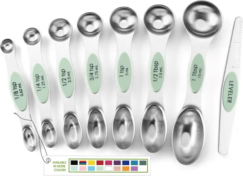 Vista 42 de Spring Chef Juego de cucharas medidoras magnéticas de acero inoxidable con imanes N45 fuertes, accesorios de cocina de metal resistente para hornear