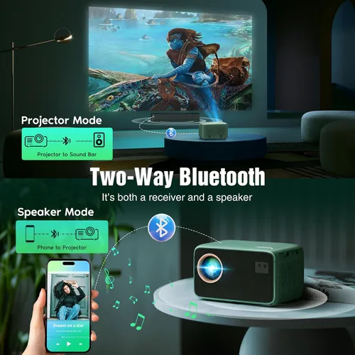Vista 7 de Proyector TMY 4K con WiFi Bluetooth, Compatible con Netflix/Prime Video/YouTube, Proyector de Cine en Casa Portátil al Aire Libre, Proyector Mini