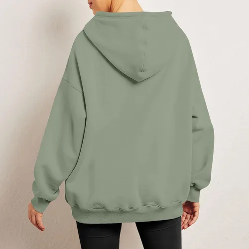 Vista 6 de Sudadera de gran tamaño con capucha de camuflaje para mujer, con estampado de hojas de arce, sudadera con capucha de forro polar con bolsillo