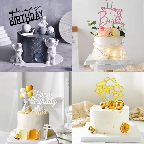 Vista 6 de 40 piezas de decoración de pastel de cumpleaños de acrílico para cupcakes, una serie de suministros de pastel de cumpleaños, decoración de 10