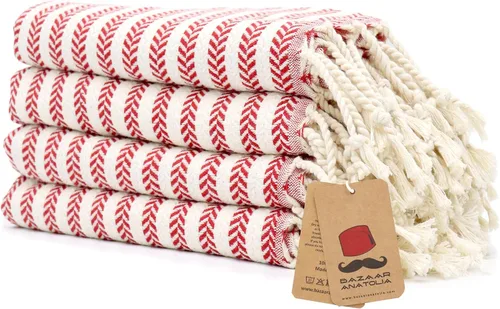 Vista 13 de Bazaar Anatolia Toallas de mano – Juego de 4 39 x 19 pulgadas – Toalla de mano turca a rayas para baño, 100% algodón, cocina, cara, cabello, té